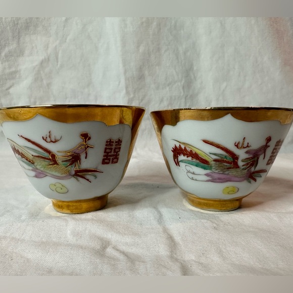 Vintage Chinese Jingdezhen porcelain phoenix dragon tea bowl - Picture 8 of 8